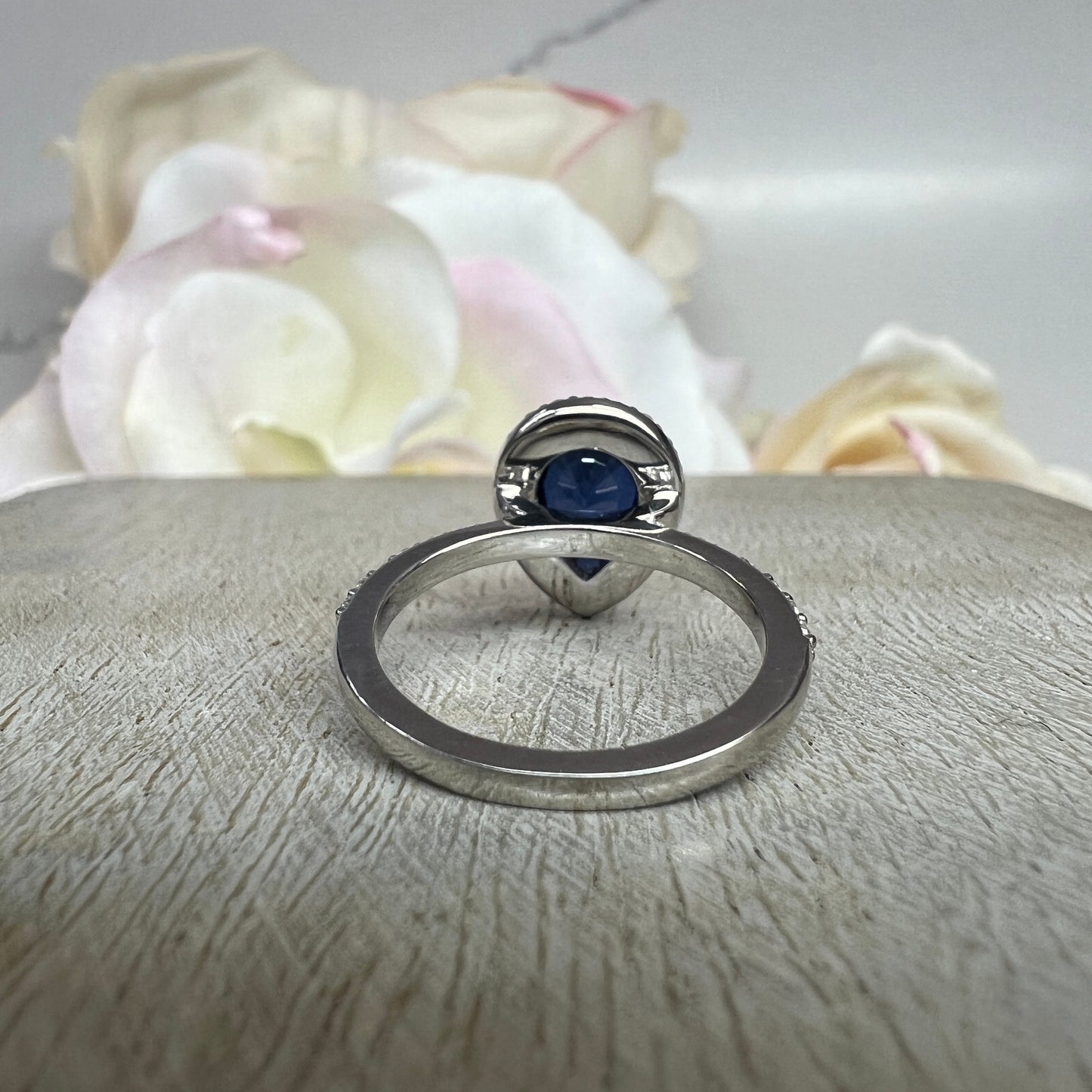 Pear Shaped Blue Sapphire Engagement Ring White Gold Unique Pear Blue Sapphire Ring Blue Sapphire Pear Solitaire Wedding Promise Ring #7357