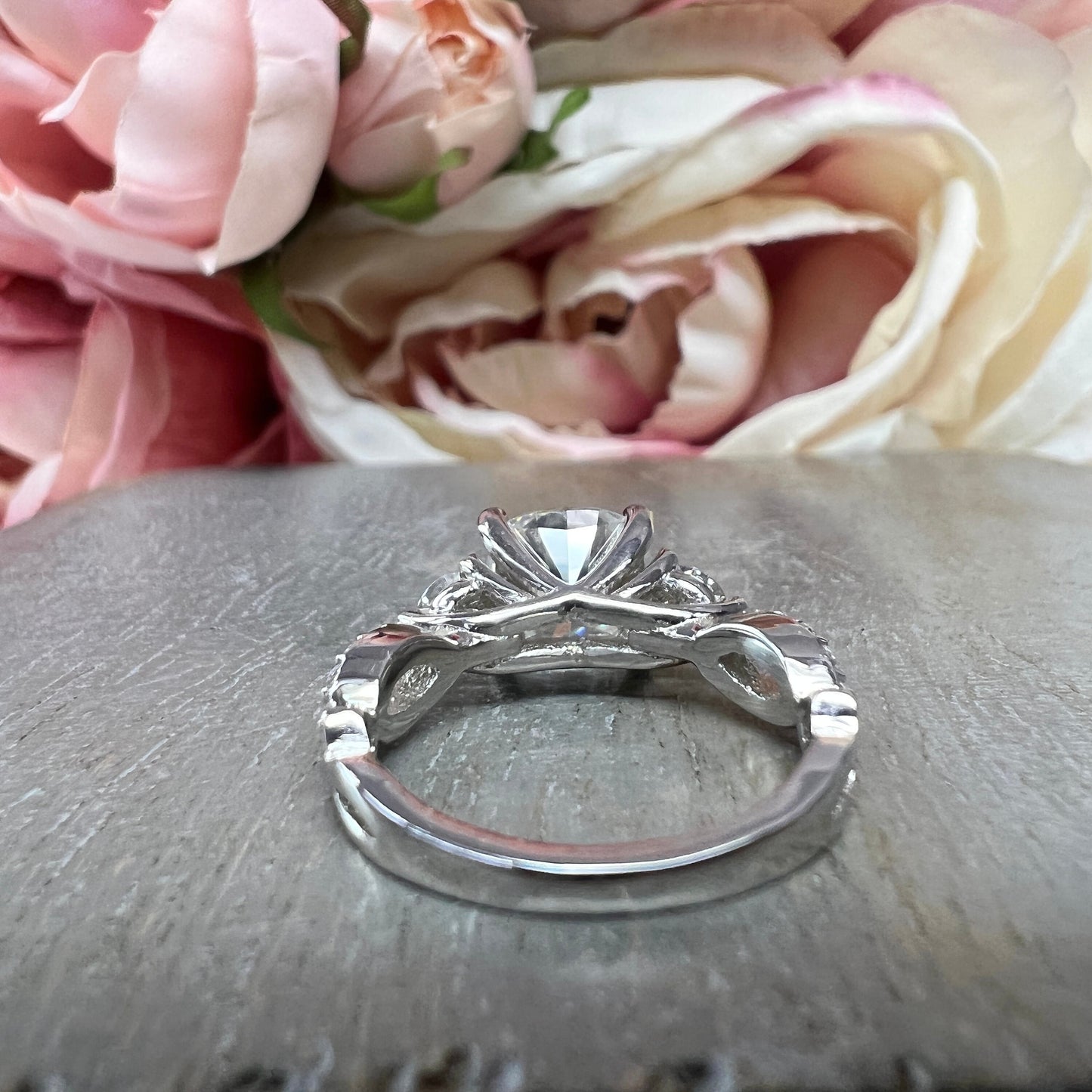 Cushion Cut Moissanite Engagement Ring White Gold Infinity Design Moissanite Wedding Band Unique Promise Anniversary Wedding Ring #7373