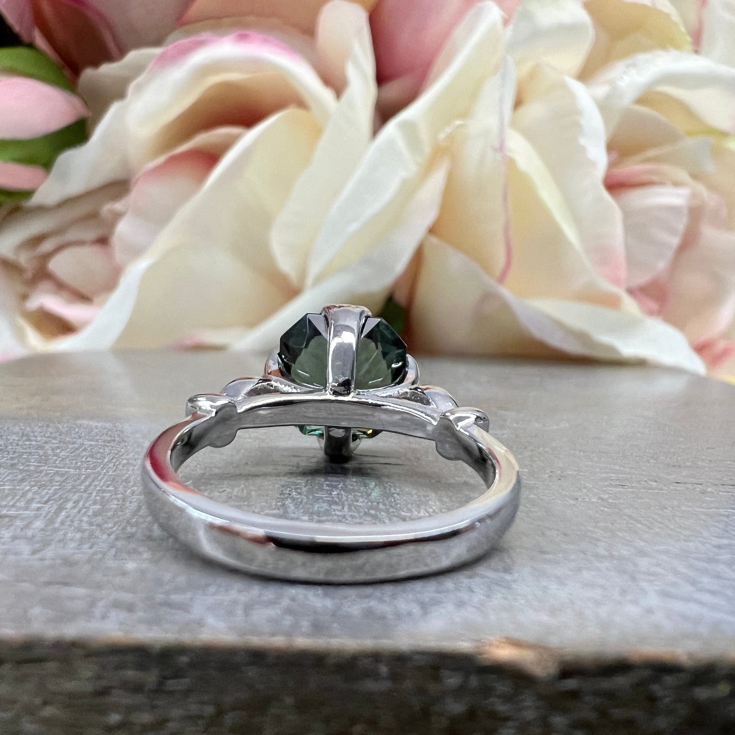 Radiant Cut Olive Green Sapphire 14k Solid White Gold Unique Olive Green Sapphire Promise Wedding Bridal Engagement Ring Gift For Her #7374