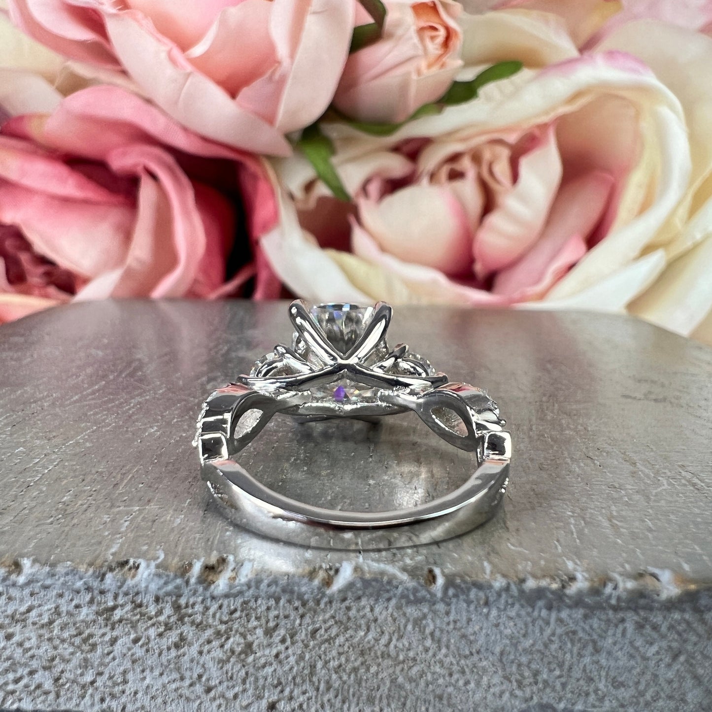 Moissanite Engagement Ring Elongated Cushion Cut Moissanite Engagement Ring White Gold Unique Vintage Wedding Anniversary Promise Ring #7378