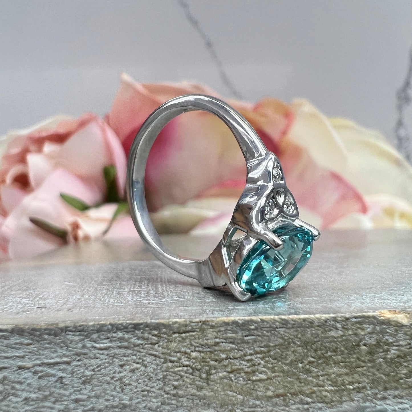 Paraiba Tourmaline Engagement Ring White Gold Oval Cut Neon Blue Paraiba Tourmaline Ring For Women Unique Wedding Anniversary Ring #6041