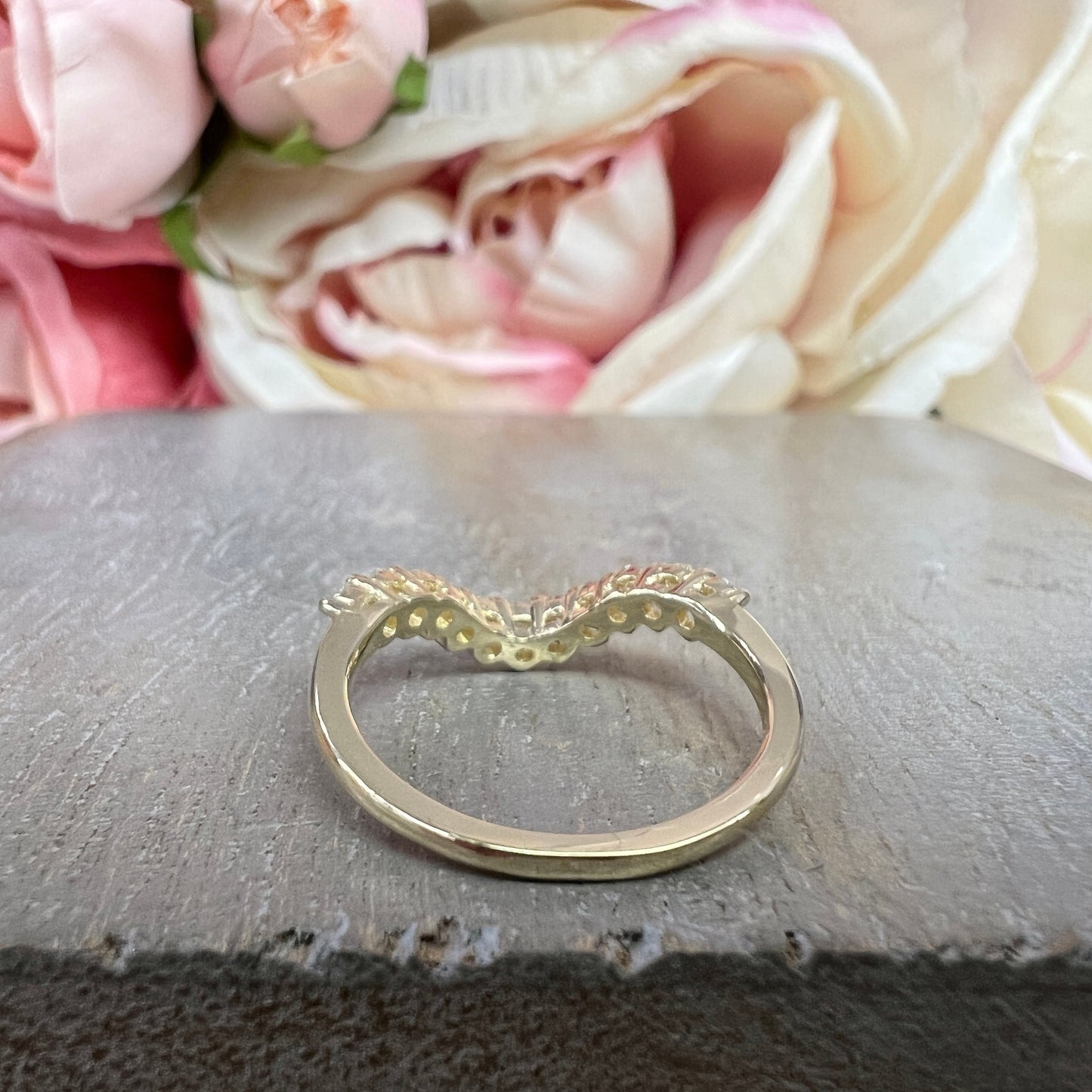 Curved Wedding Band White Gold Moissanite Deep Curved Matching Wedding Band Yellow Gold Stacking Dainty Stacking Promise Gift For Her #7377