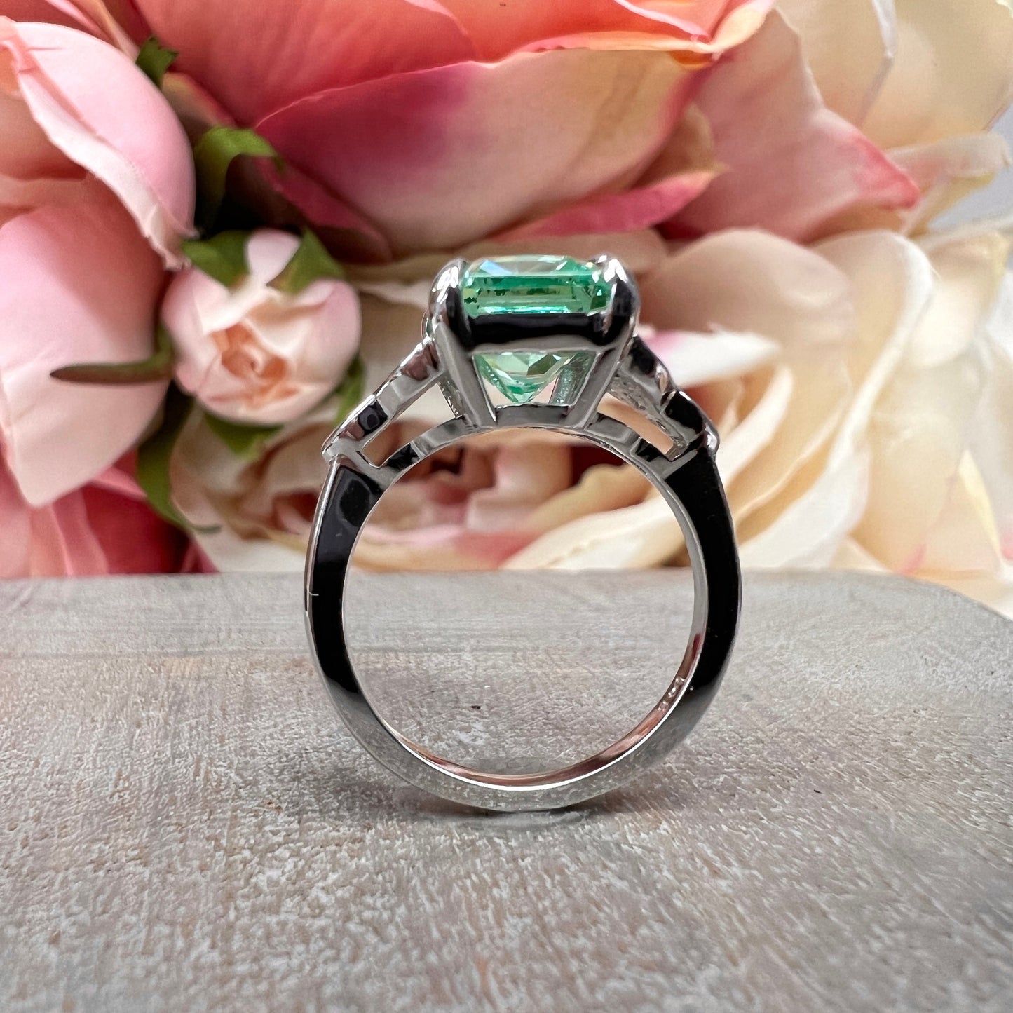 Radiant Cut Paraiba Tourmaline And Moissanite Engagement Ring 14K White Gold Celtic Engagement Ring Unique Vintage Wedding Anniversary 7393