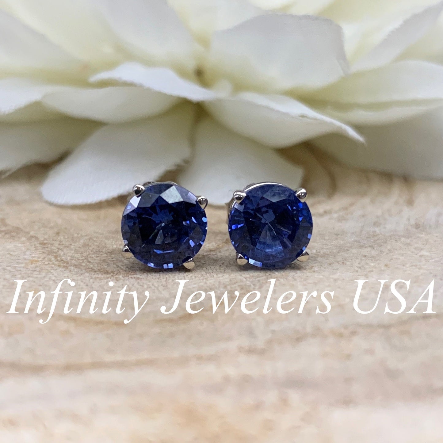Sapphire Stud Earrings 14K Gold September Birthstone Jewelry, Ladies Earrings September Birthstone Earrings, Sapphire Stud Earrings #6682