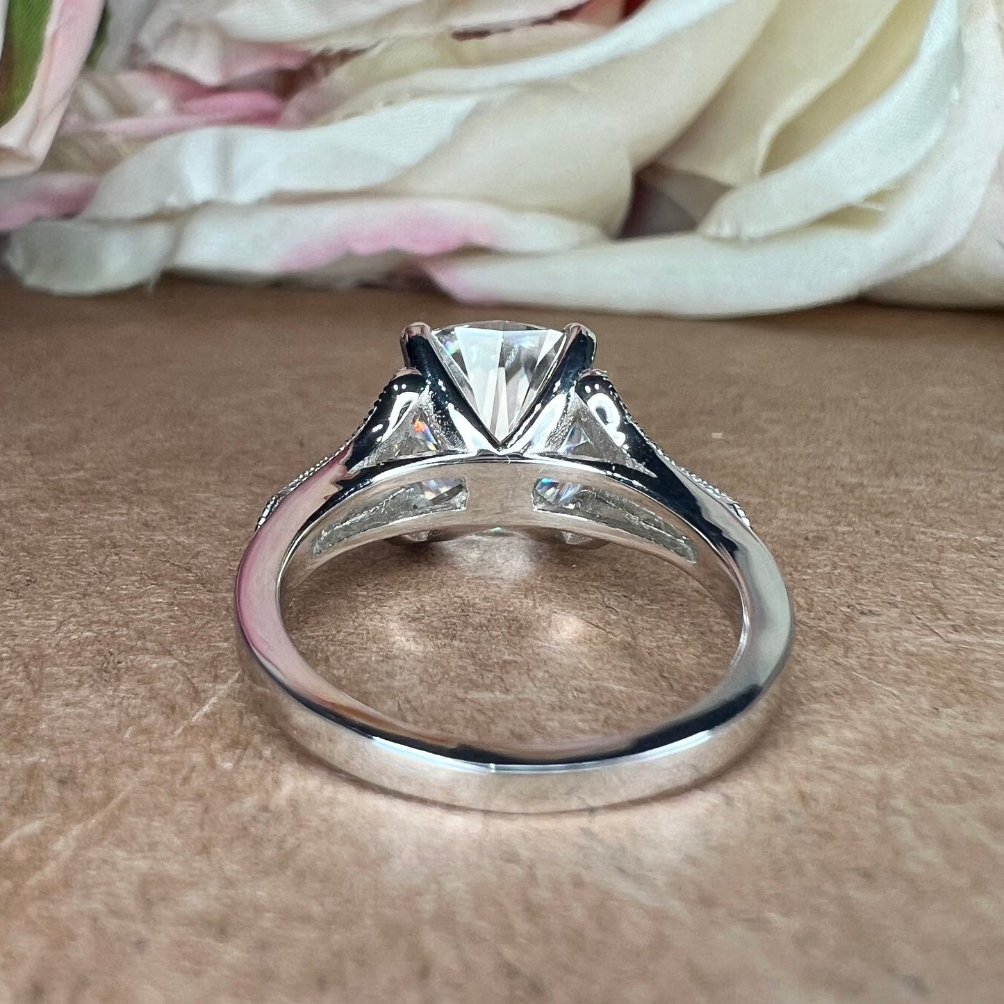 Moissanite Elongated Cushion Cut Engagement Ring, Vintage Cushion Cut Wedding Ring, Moissanite Solitaire Ring white Gold, Cushion Cut, #7775