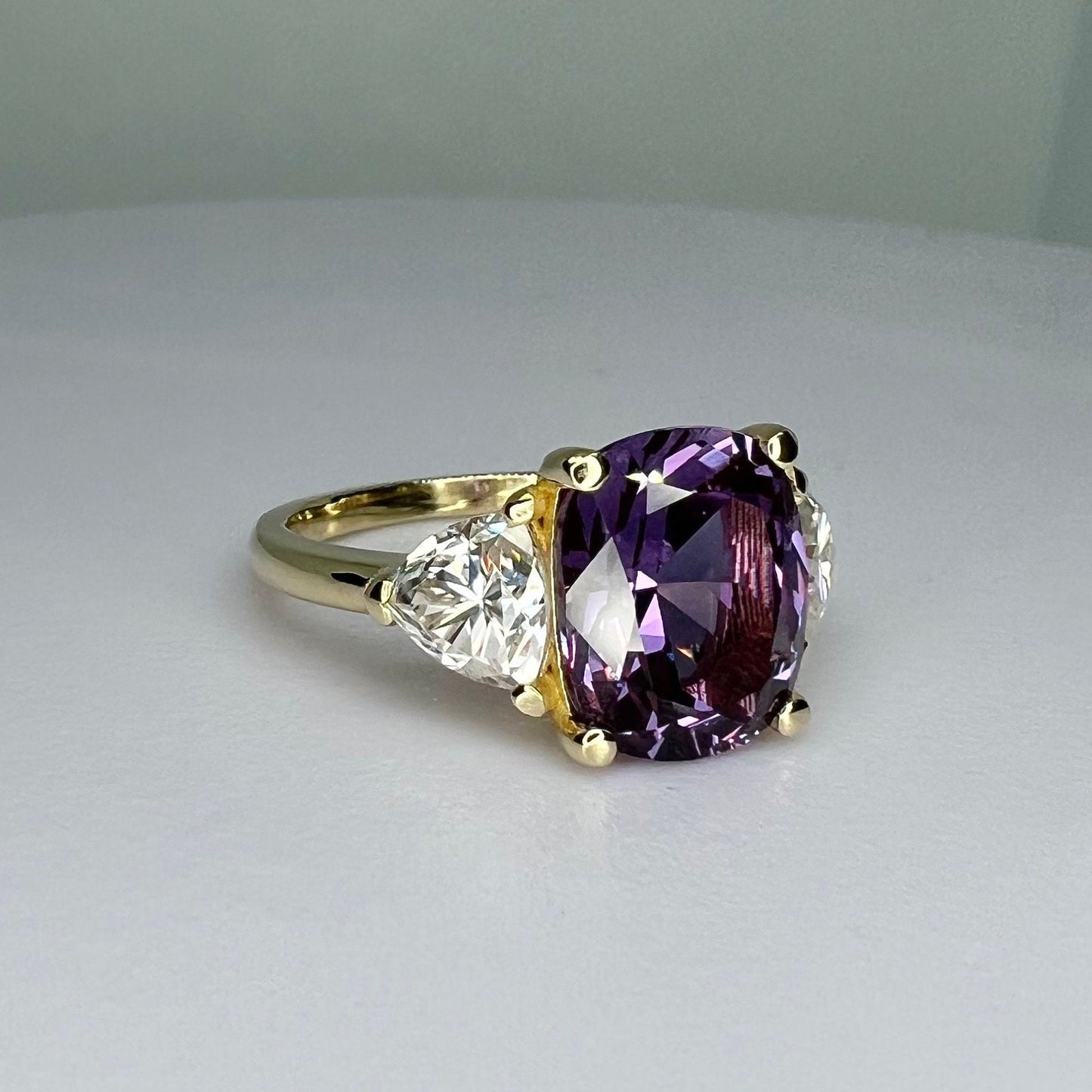 Alexandrite Engagement Ring, Alexandrite Ring, 14k White Gold, Cushion Cut Ring, Gift For Her, June Birthstone Ring, Purple Gemstone