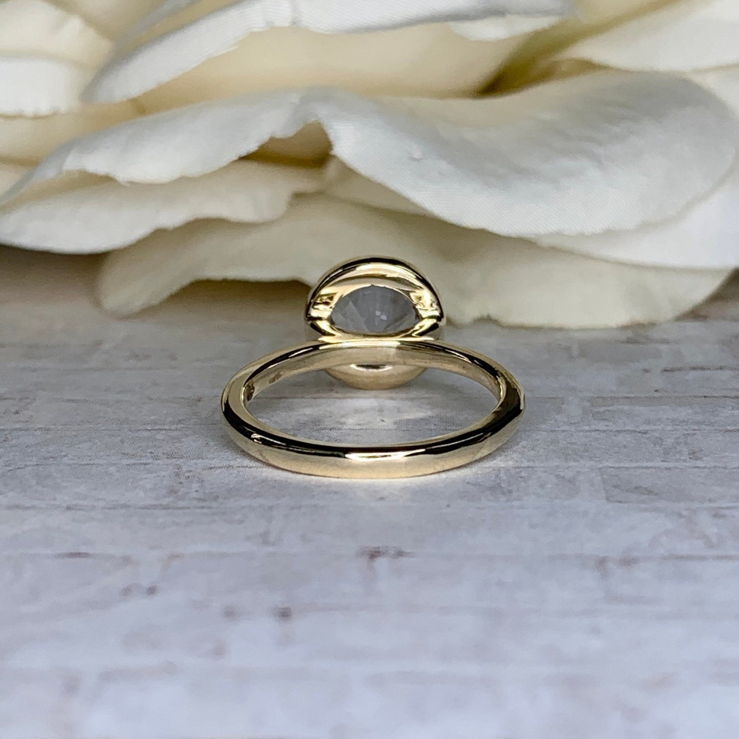 Moissanite Round Bezel Set Engagement Ring, Round Moissanite Solitaire Engagement Ring, 14k Gold Moissanite Bezel Set Wedding Ring, #6950