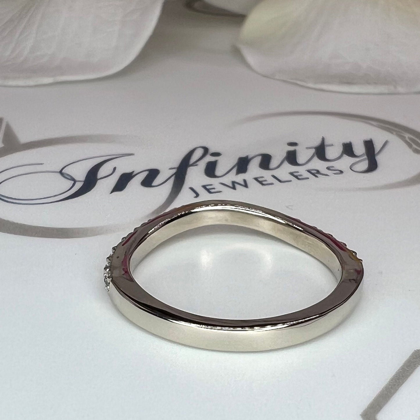 Ladies Round Pave Diamond Wedding Band, Curved Matching Band Diamond Wedding Ring, 14k Gold Moissanite Curved Anniversary Ring #5722