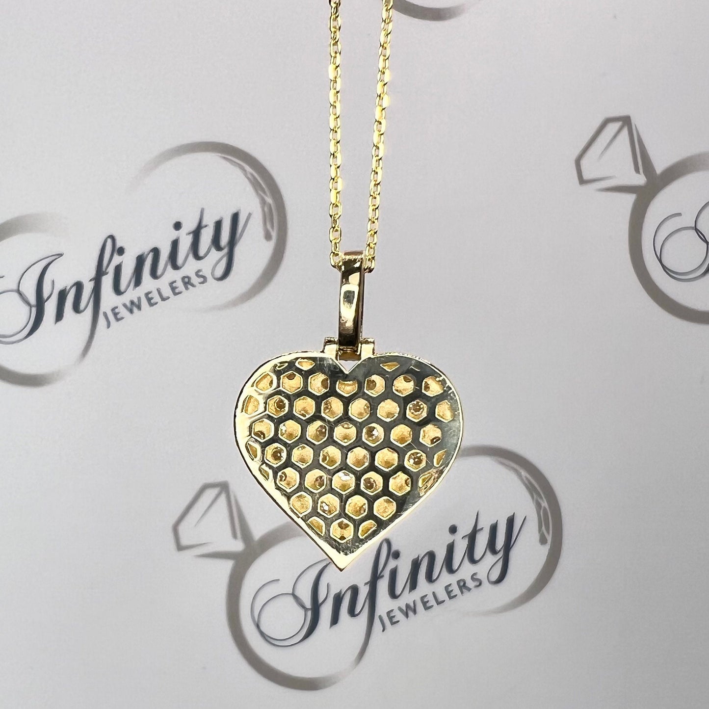 Moissanite heart pendant necklace 14K gold, cluster moissanite heart necklace, pave moissanite heart pendant, cluster heart necklace, #7912