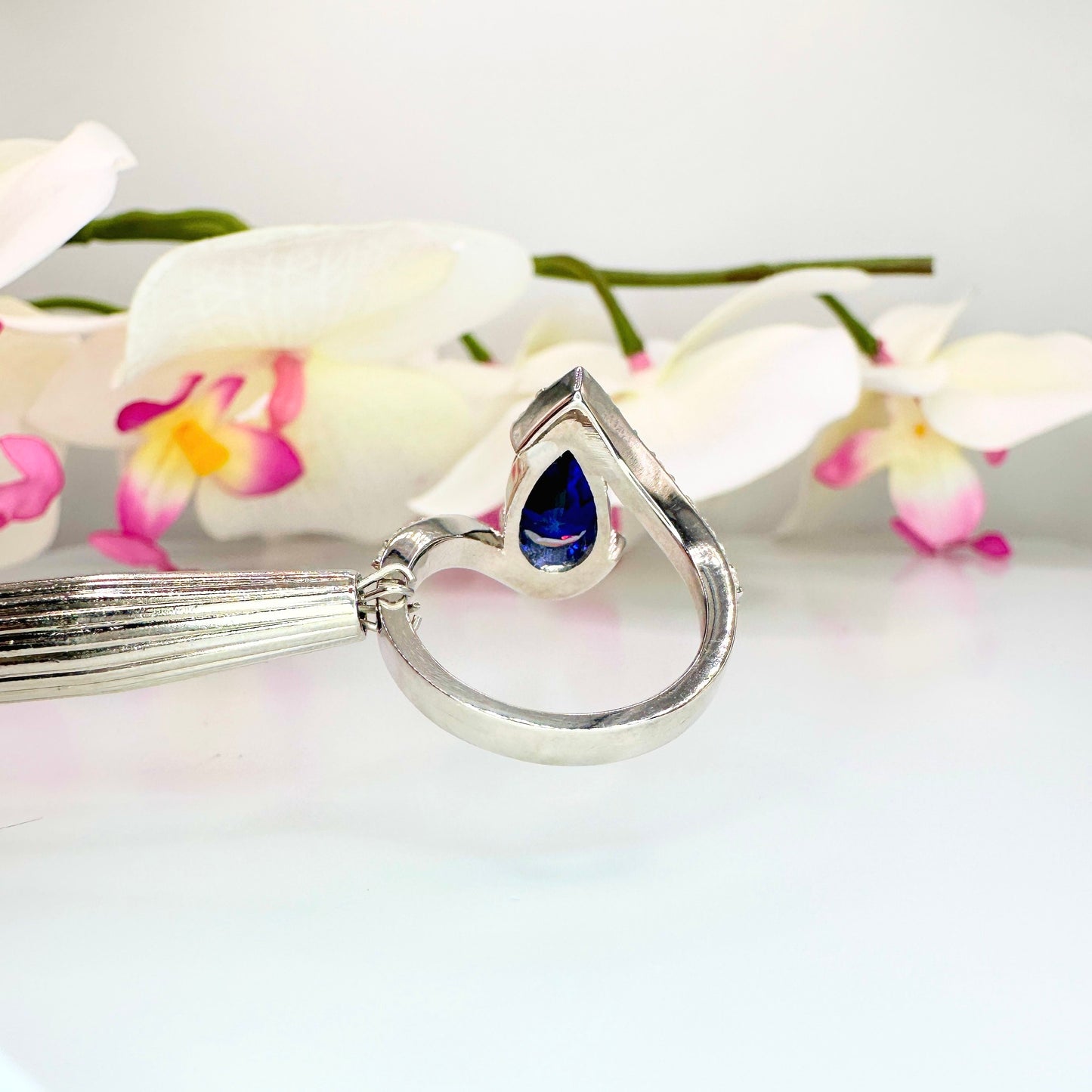 Pear blue sapphire engagement ring 14k solid gold, Unique September birthstone anniversary ring, something blue bridal jewelry handmade,