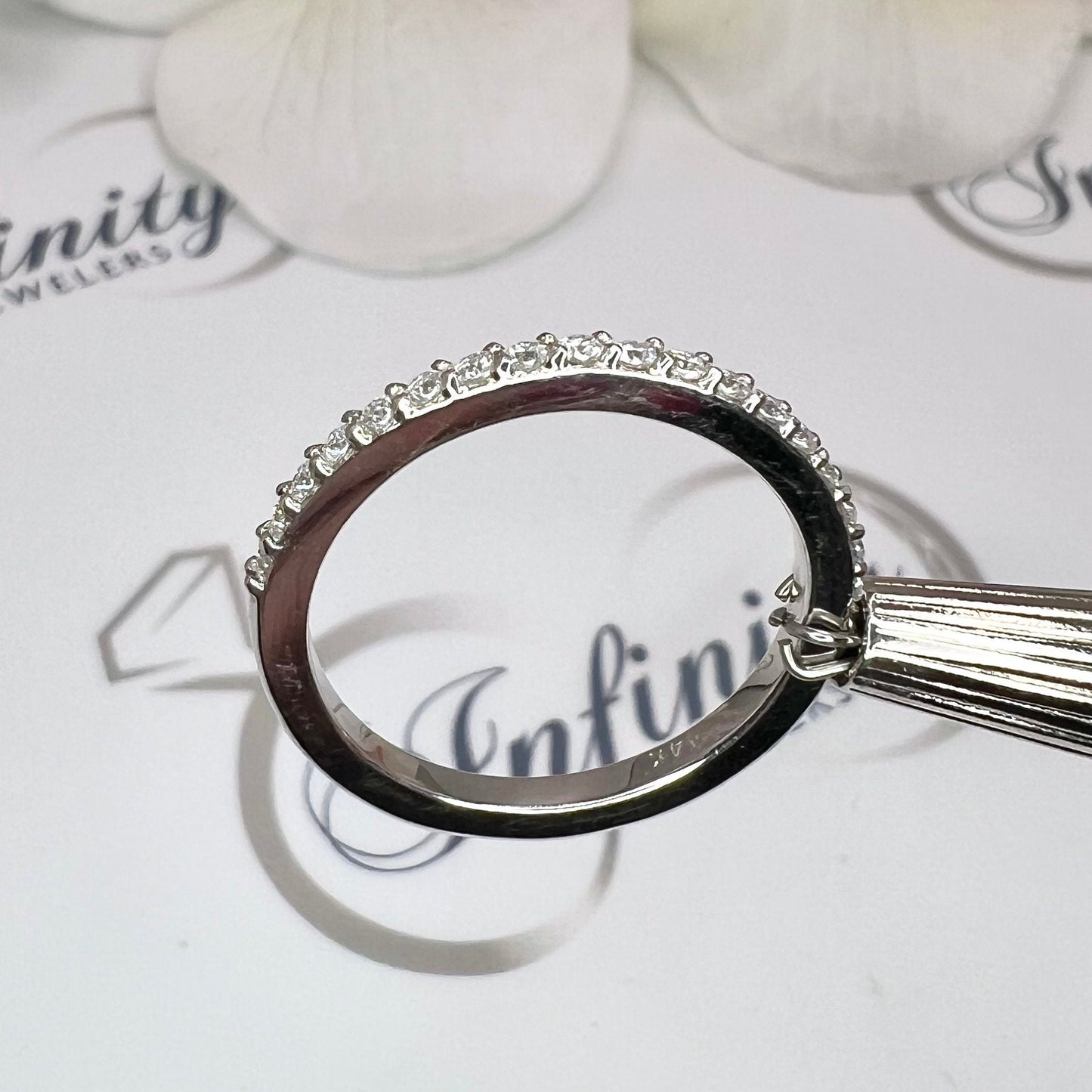 Moissanite wedding band 14k solid gold, matching diamond bridal wedding band, thin diamond wedding ring, dainty stacking diamond ring, #7265