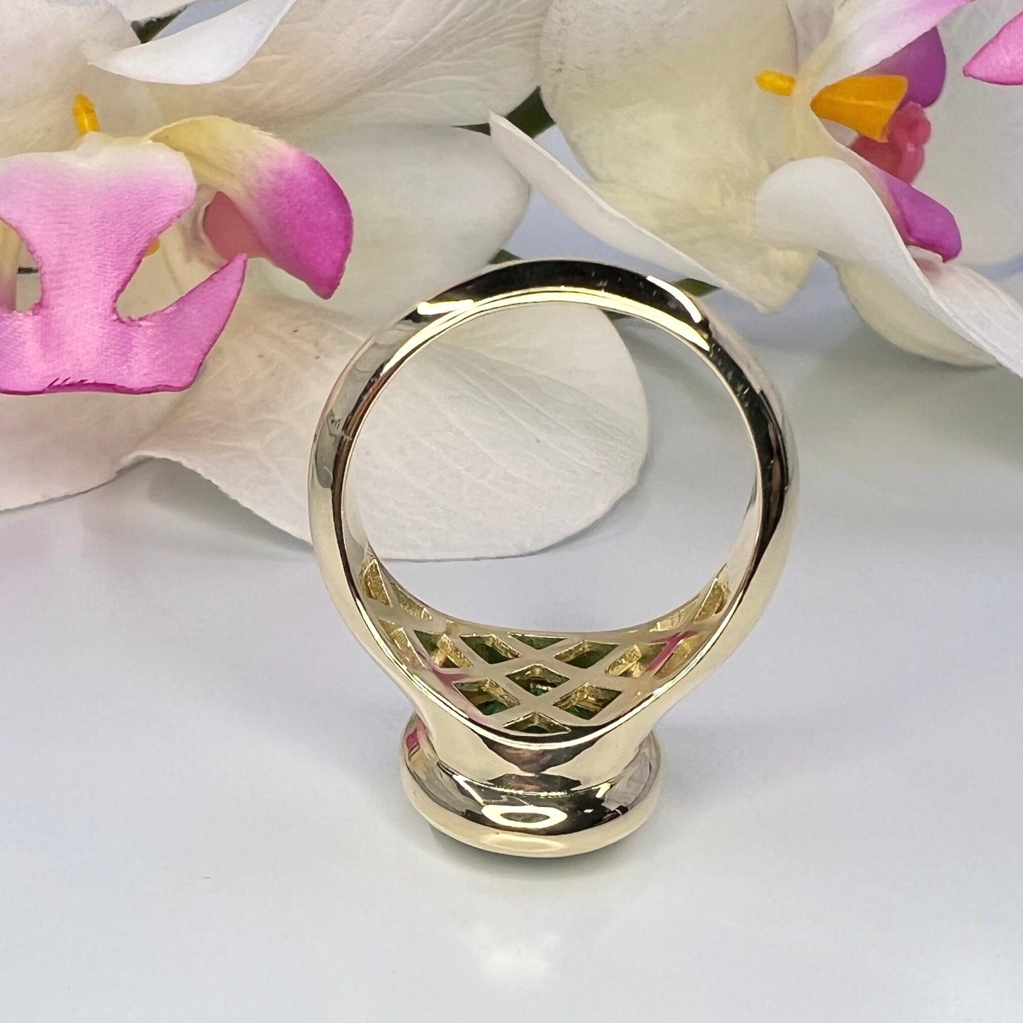 Oval Emerald Green Mens Engagement Ring Yellow Gold Dome Shape Emerald Men Ring Unique Unisex Emerald Wedding Promise Anniversary Ring 6304