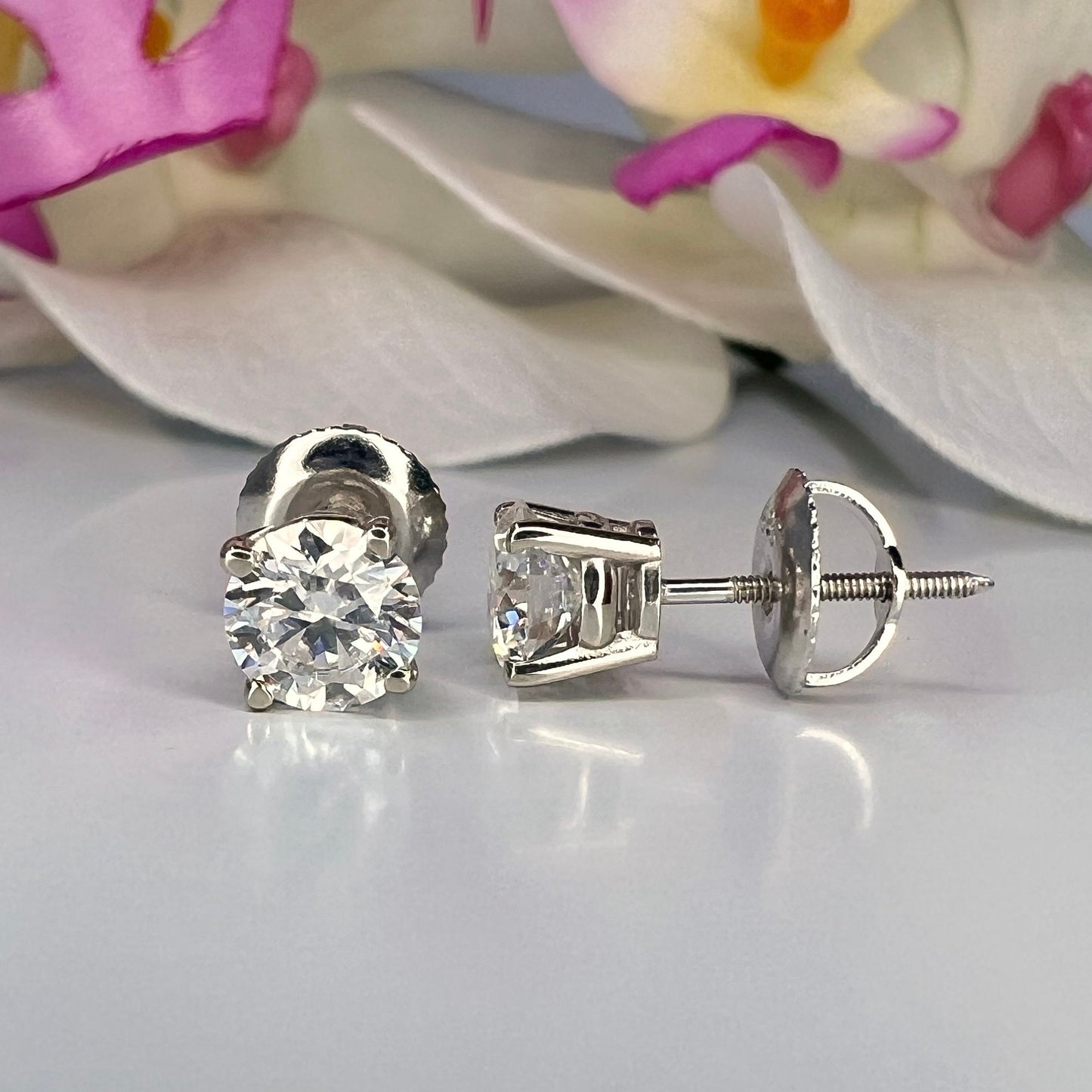 2.00ctw Lab grown diamond stud earrings 14k gold cvd diamond earrings, Lab created diamond studs, round diamond stud earrings unisex