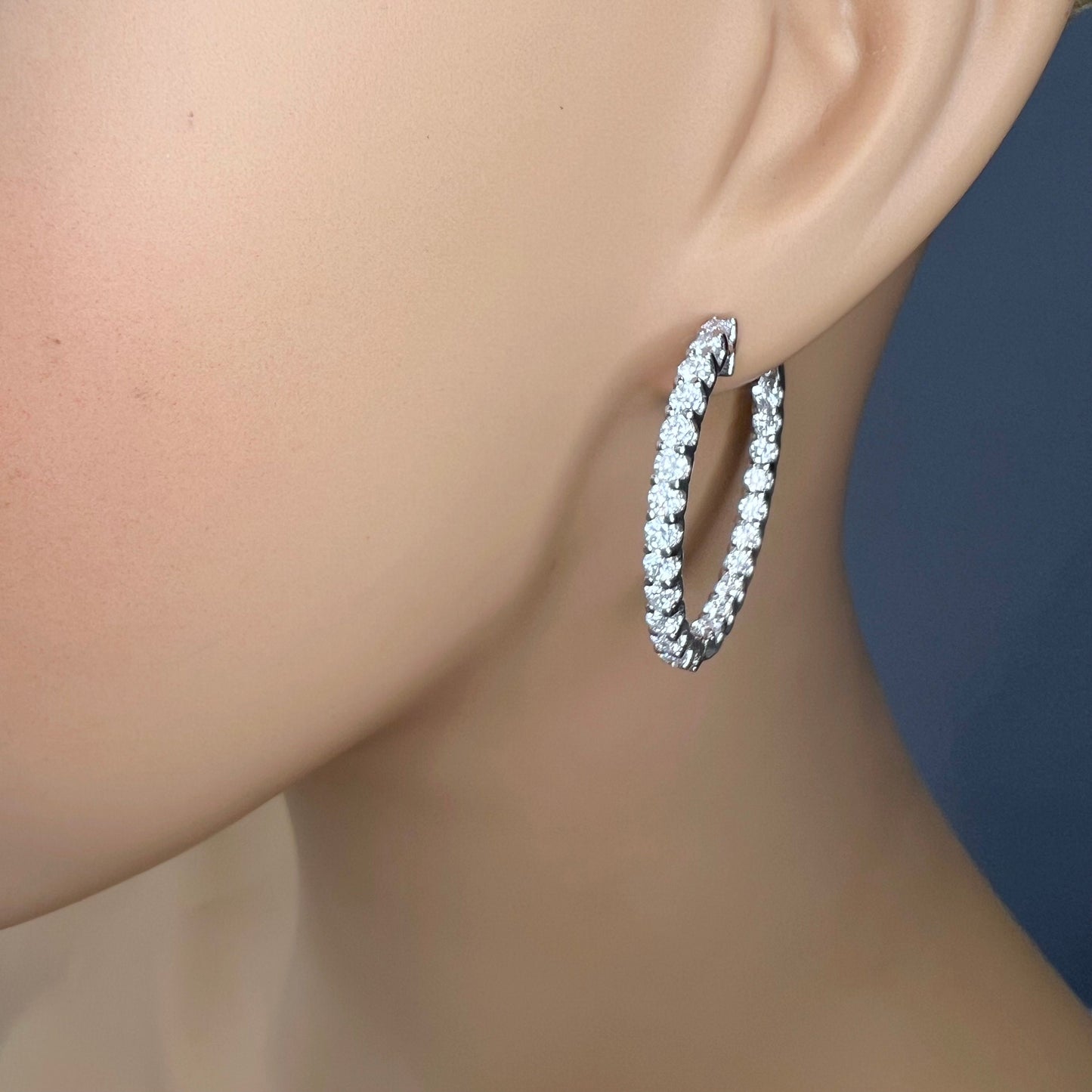 Oval Lab grown diamond hoop earring 14K gold, Inside out diamond hoop earrings, Everyday hoop earrings, huggie earring, endless hoops