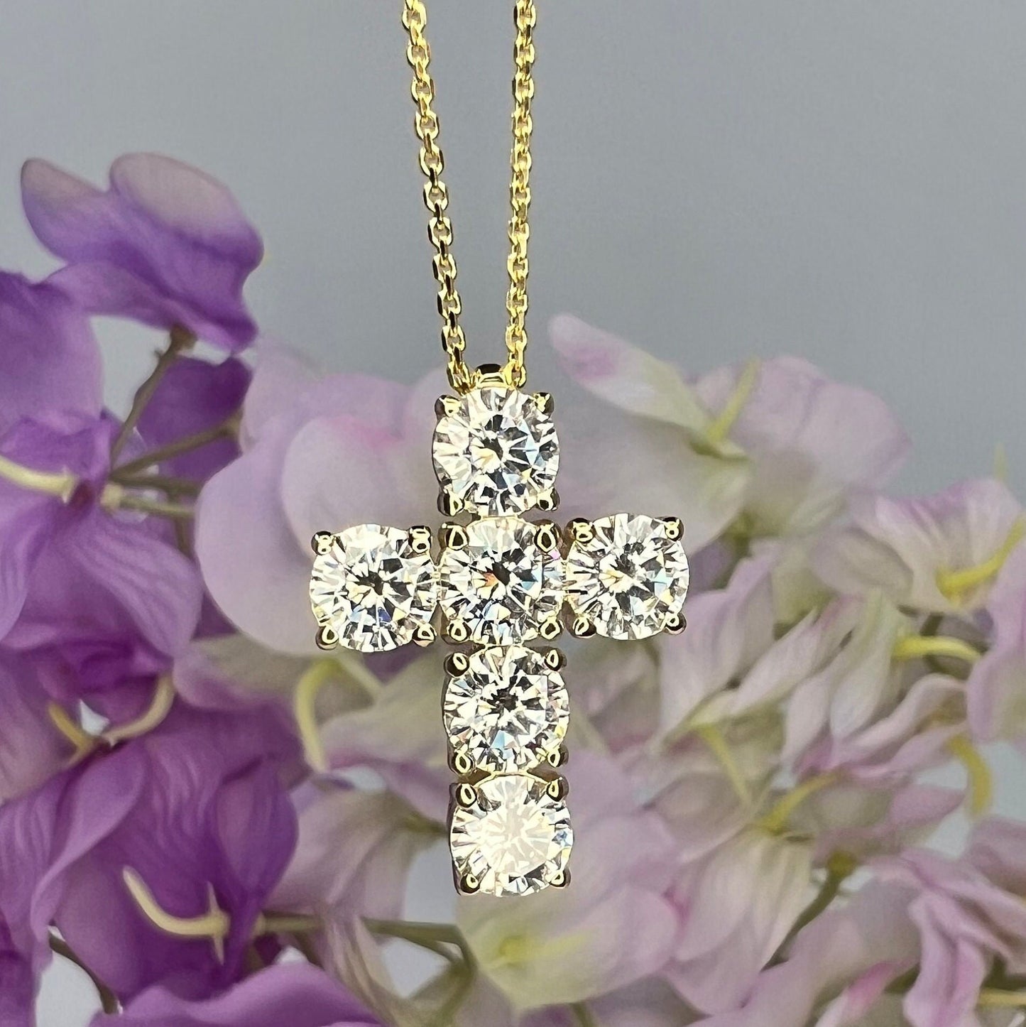 Cross Necklace, Large Cross Necklace Solid Gold Cross, Unique Cross Necklace, Moissanite Cross Pendant Necklace, Religious Necklace