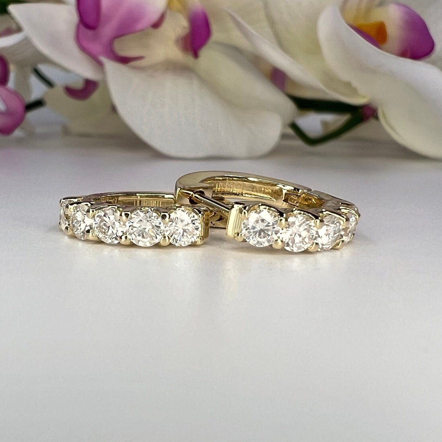 1 CTW Lab Grown Diamond Hoop Earrings 14K Solid Gold , Everyday small diamond hoops