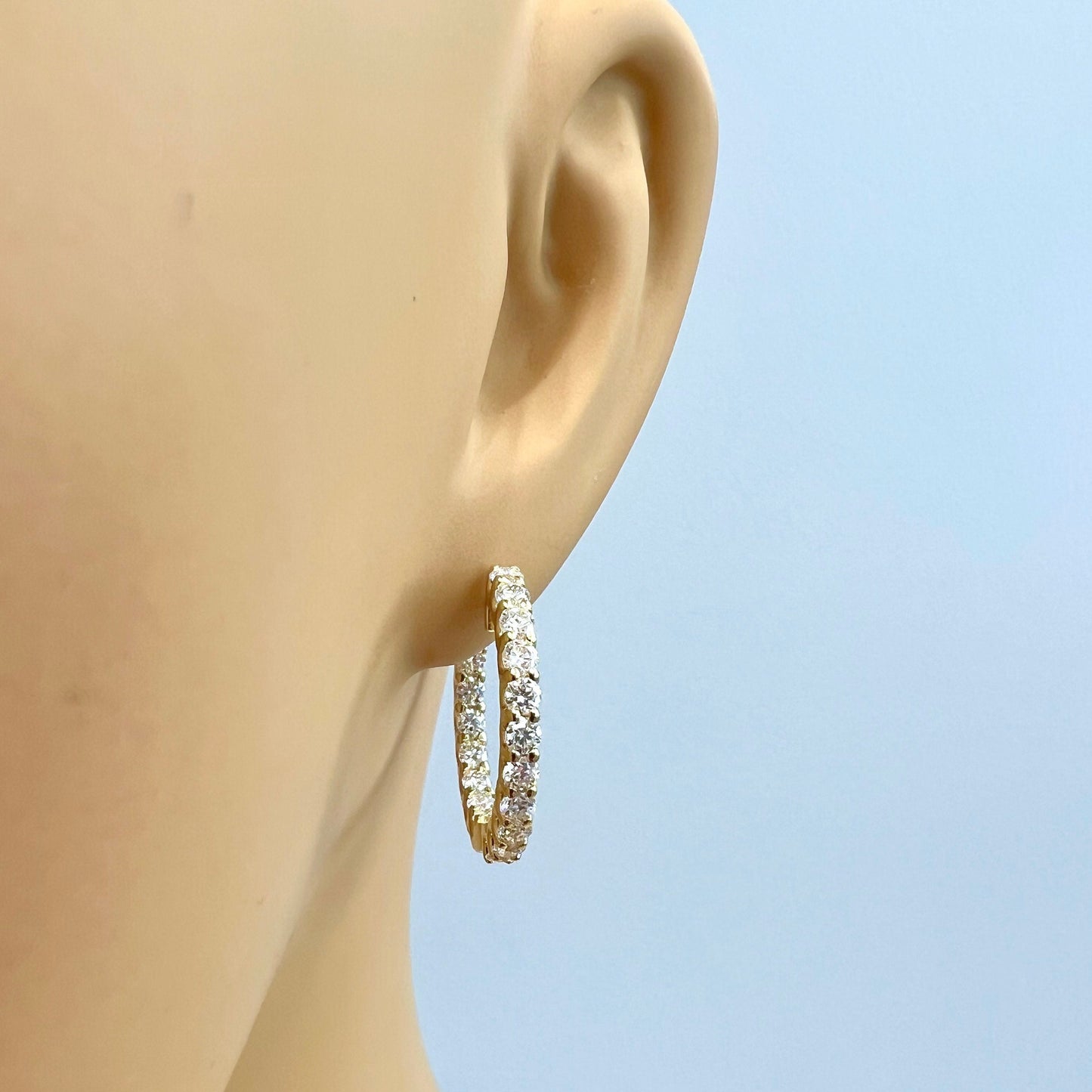 Lab grown diamond hoop earring 14K gold, Inside out diamond hoop earrings, Everyday hoop earrings, huggie hoop earring, endless hoops
