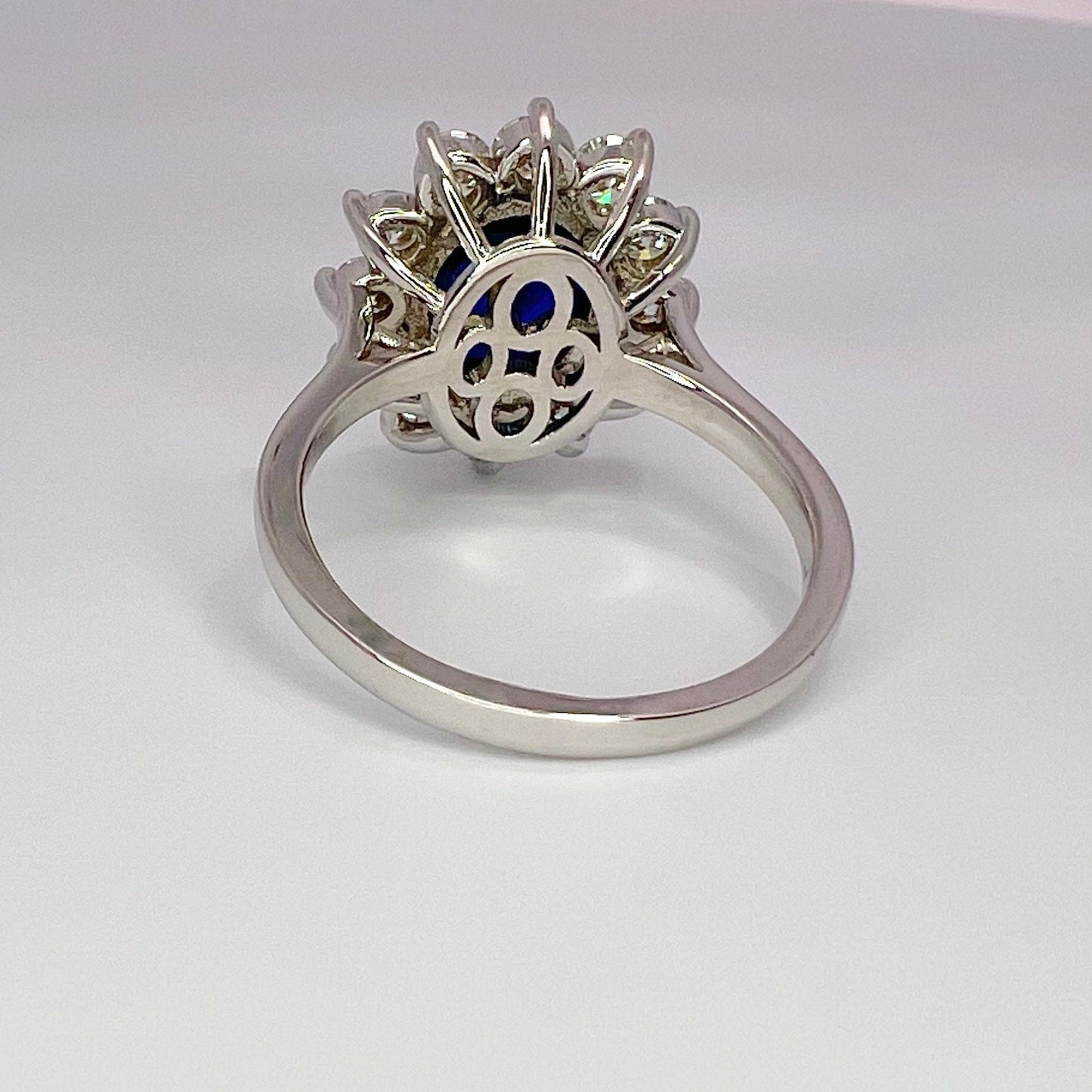 Oval cut blue sapphire engagement ring in 14k white/yellow gold, Unique Vintage oval cut blue sapphire Wedding Anniversary Promise Ring#6464