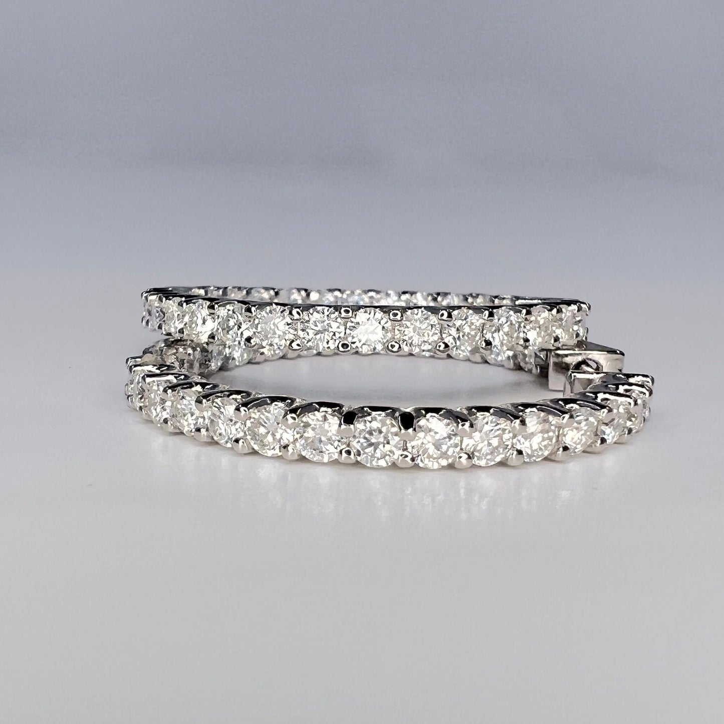 Lab Diamond hoop earring 14K solid gold, Inside out diamond hoop earrings, Everyday hoop earrings, huggie hoop earrings, endless hoops #8116