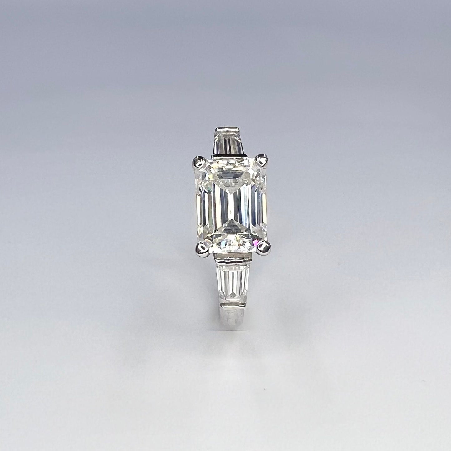 Lab Grown Diamond Engagement Ring | Emerald Cut Lab Created Diamond Ring | East/West Set Emerald Cut 3 Stone Lab Grown Diamond Ring |