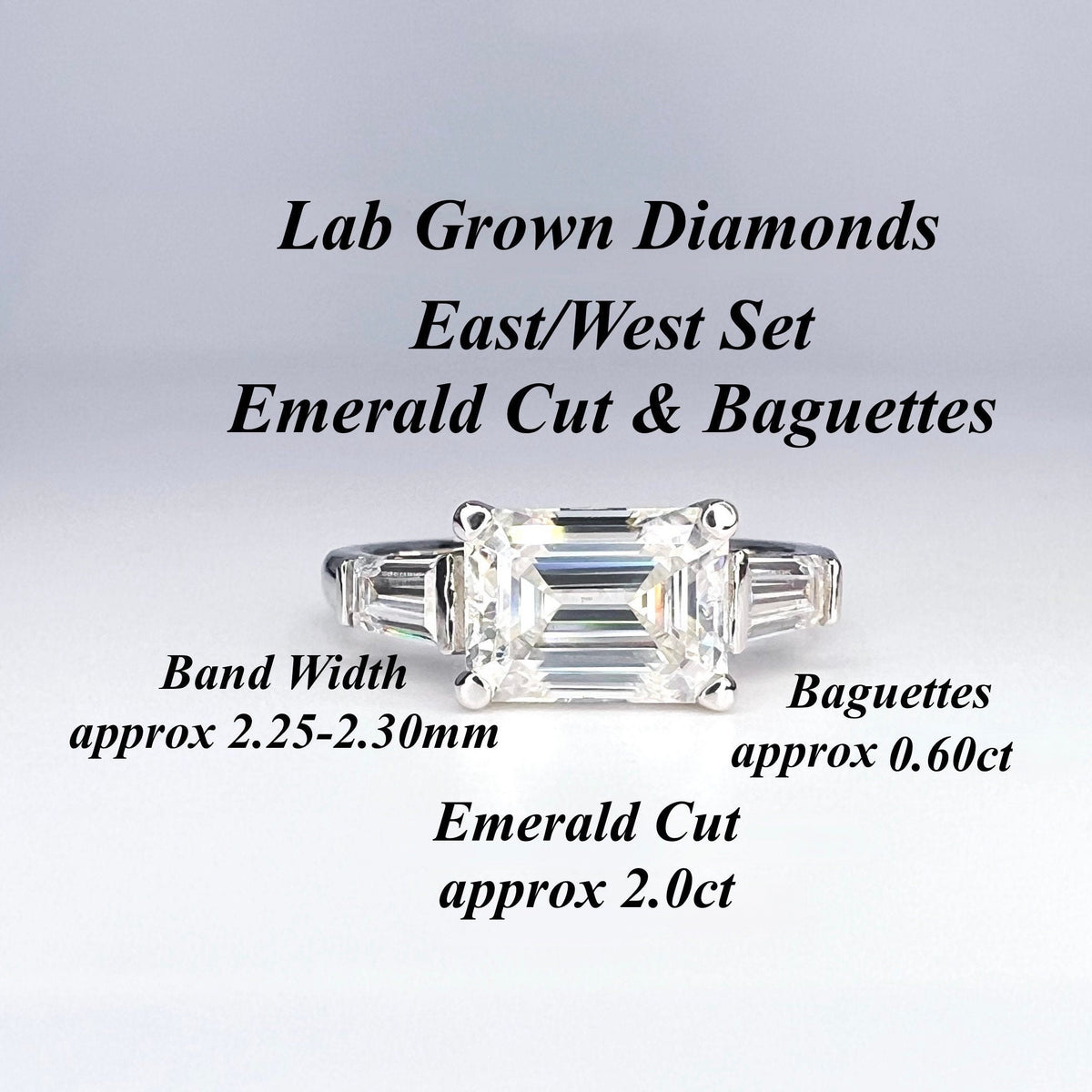 Lab Grown Diamond Engagement Ring | Emerald Cut Lab Created Diamond Ring | East/West Set Emerald Cut 3 Stone Lab Grown Diamond Ring |