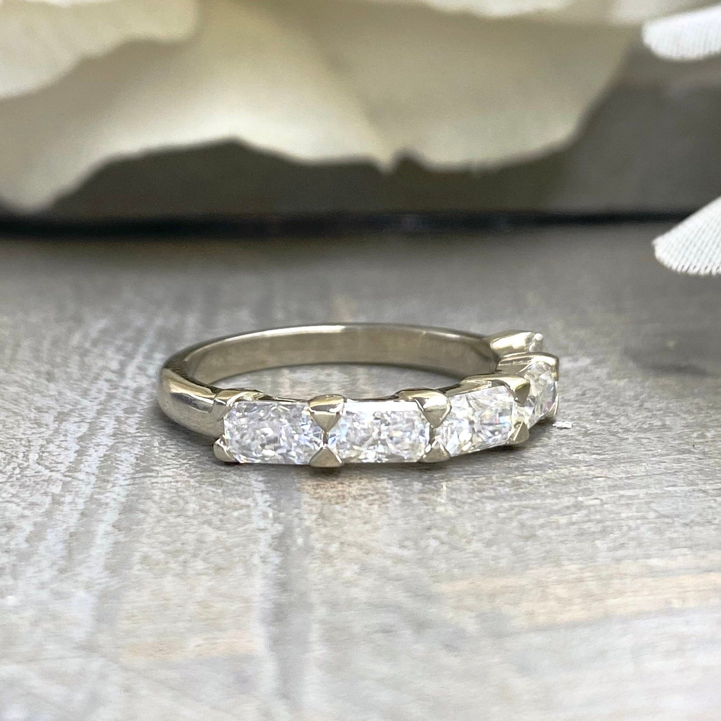 Lab grown diamond stacking wedding band, half eternity diamond matching wedding band solid gold, lab created diamond anniversary band