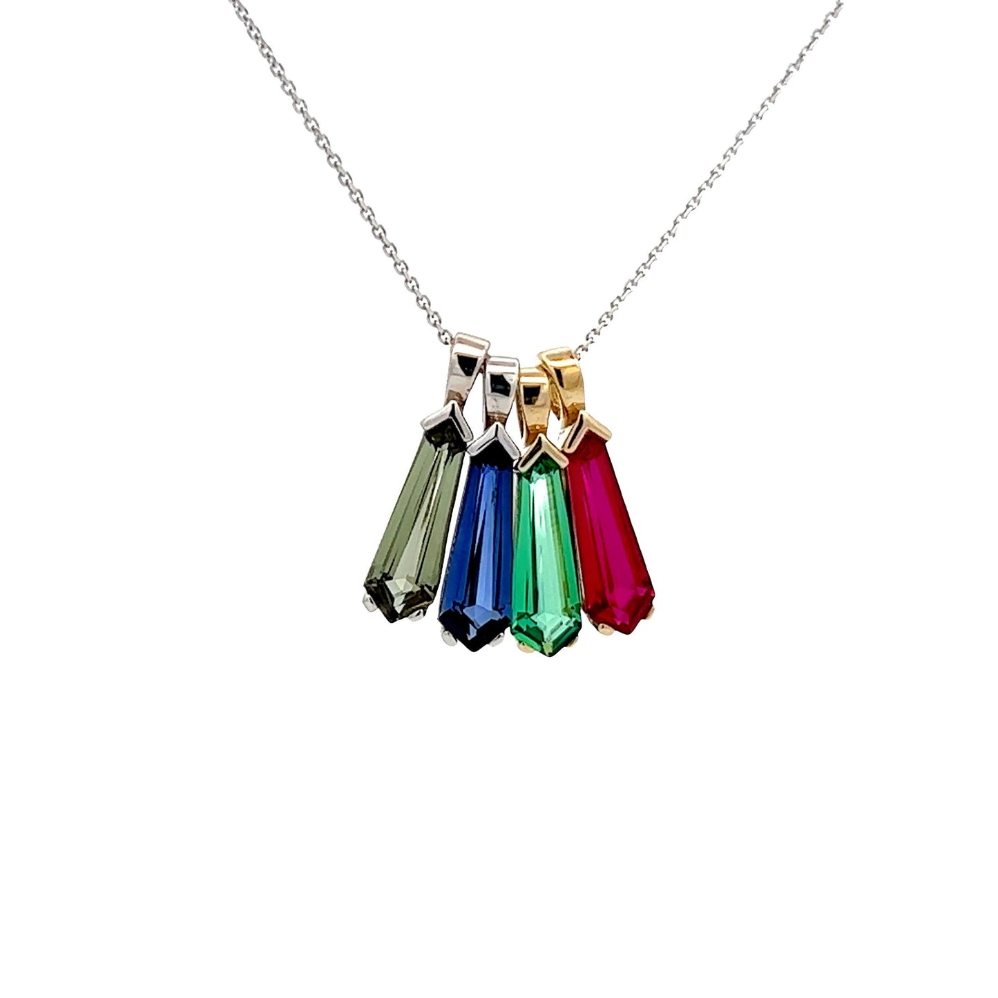 Kite Shaped Blue Sapphire Pendant Necklace 14K Gold, Unique Long Blue Sapphire Necklace, Dainty Layering Necklace September Birthstone #8265