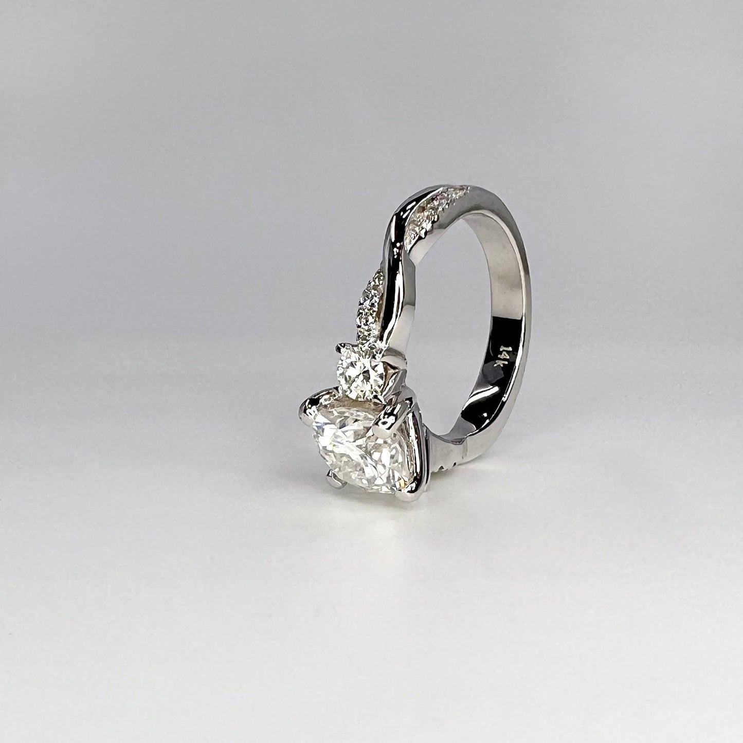 Cushion Cut Engagement Ring 14K White Gold , Cushion Cut Ring , Cushion Cut Moissanite Ring , Engagement Ring For Her, Twist Band Ring