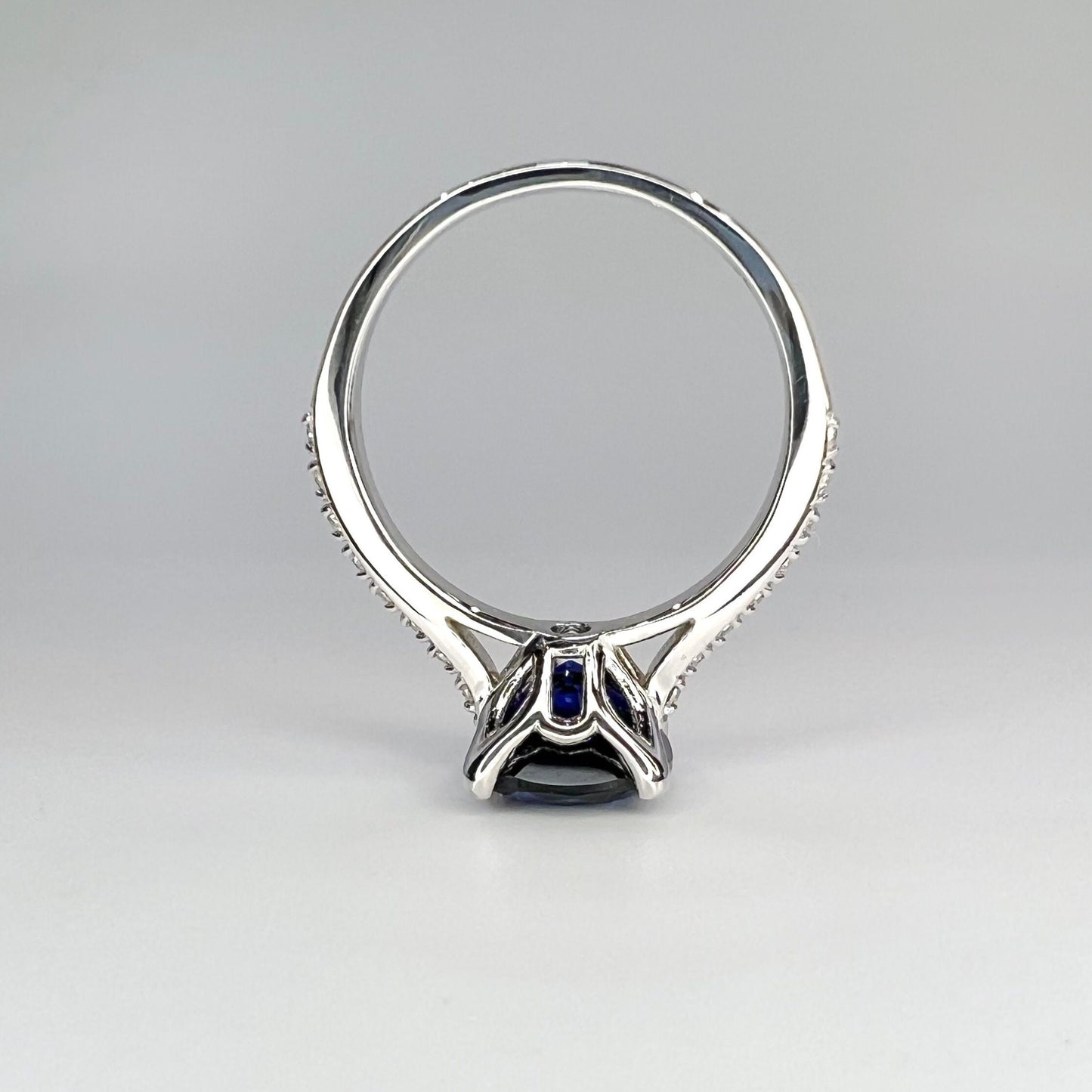 Blue Sapphire Ring Cushion Cut 14K White Gold For Women, Blue Sapphire Engagement Ring, Cushion Cut Solitaire Sapphire Engagement Ring