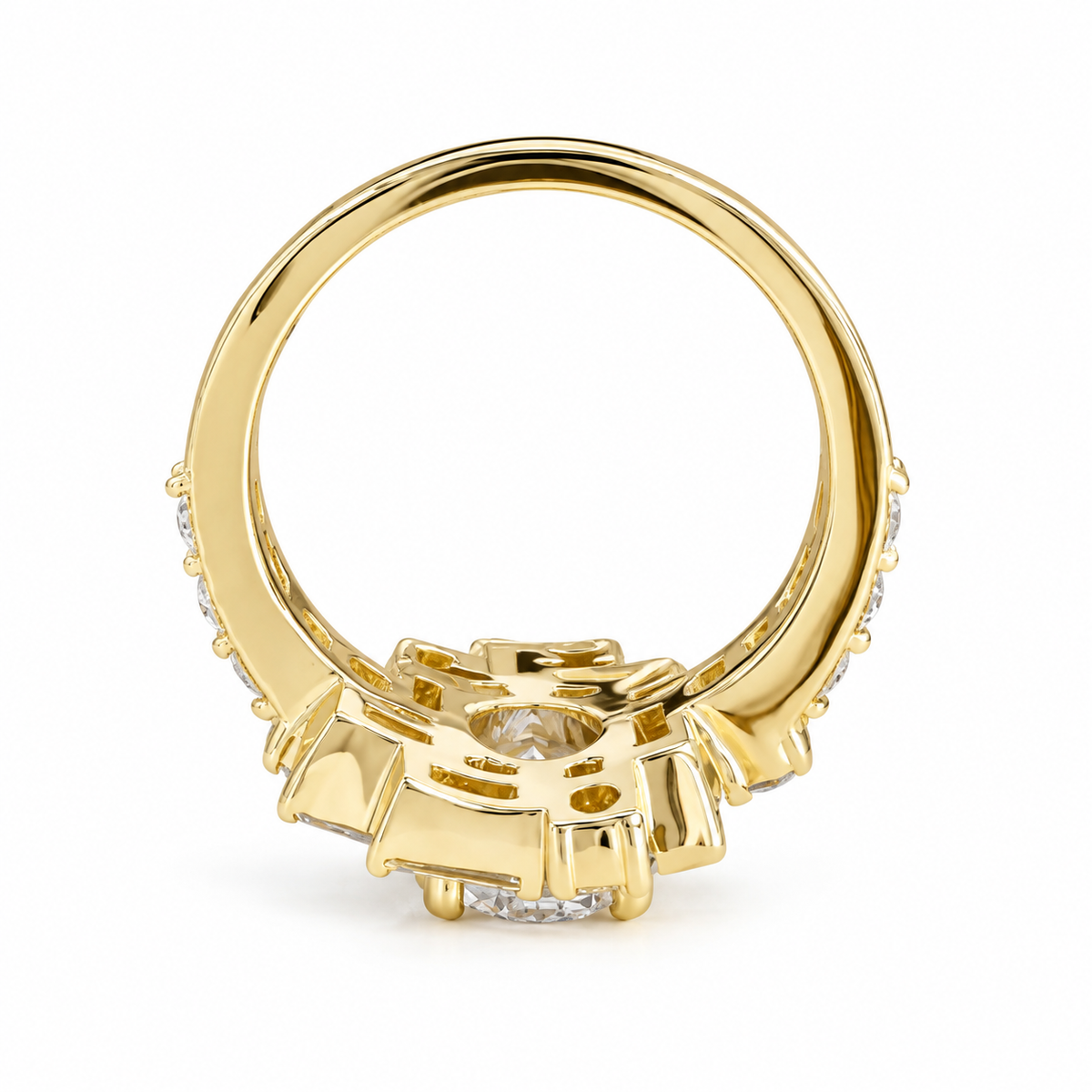 Lab Grown Diamond Geometric 14K Gold Ring: 2.65ctw Statement Anniversary Ring #8783