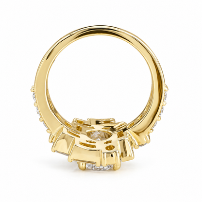 Lab Grown Diamond Geometric 14K Gold Ring: 2.65ctw Statement Anniversary Ring #8783