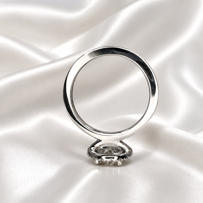 1.30 CTW Round lab grown diamond engagement ring 14k solid gold, round shaped halo lab grown cvd diamond ring Anniversary promise ring