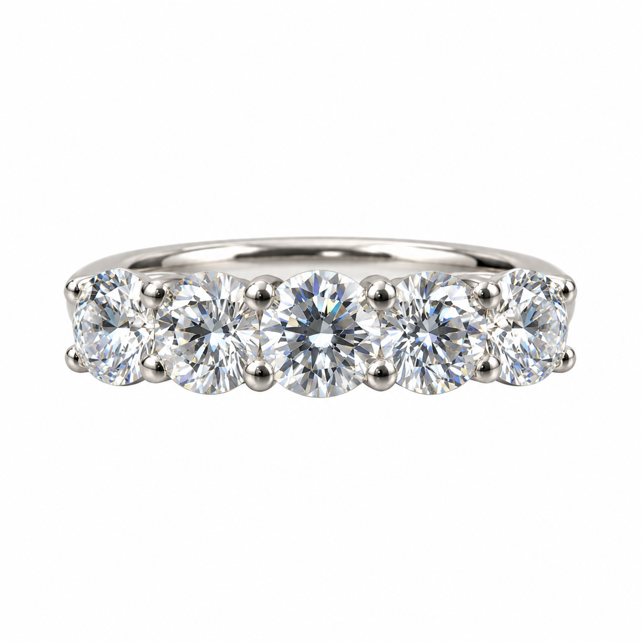Cushion Cut 5 Stone Moissanite Wedding Band White Gold Moissanite Stacking Anniversary Band for Women Unique Promised Bridal Bands   #7430