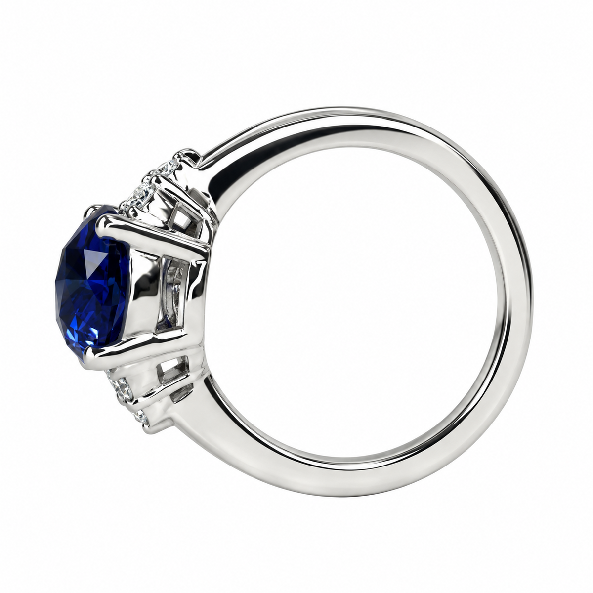 Blue Sapphire Engagement Ring 14K White Gold, September Birthstone Ring For Ladies, Round Sapphire Ring, Blue Sapphire Anniversary Ring