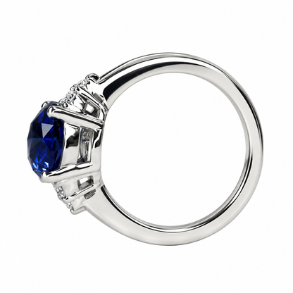 Blue Sapphire Engagement Ring 14K White Gold, September Birthstone Ring For Ladies, Round Sapphire Ring, Blue Sapphire Anniversary Ring
