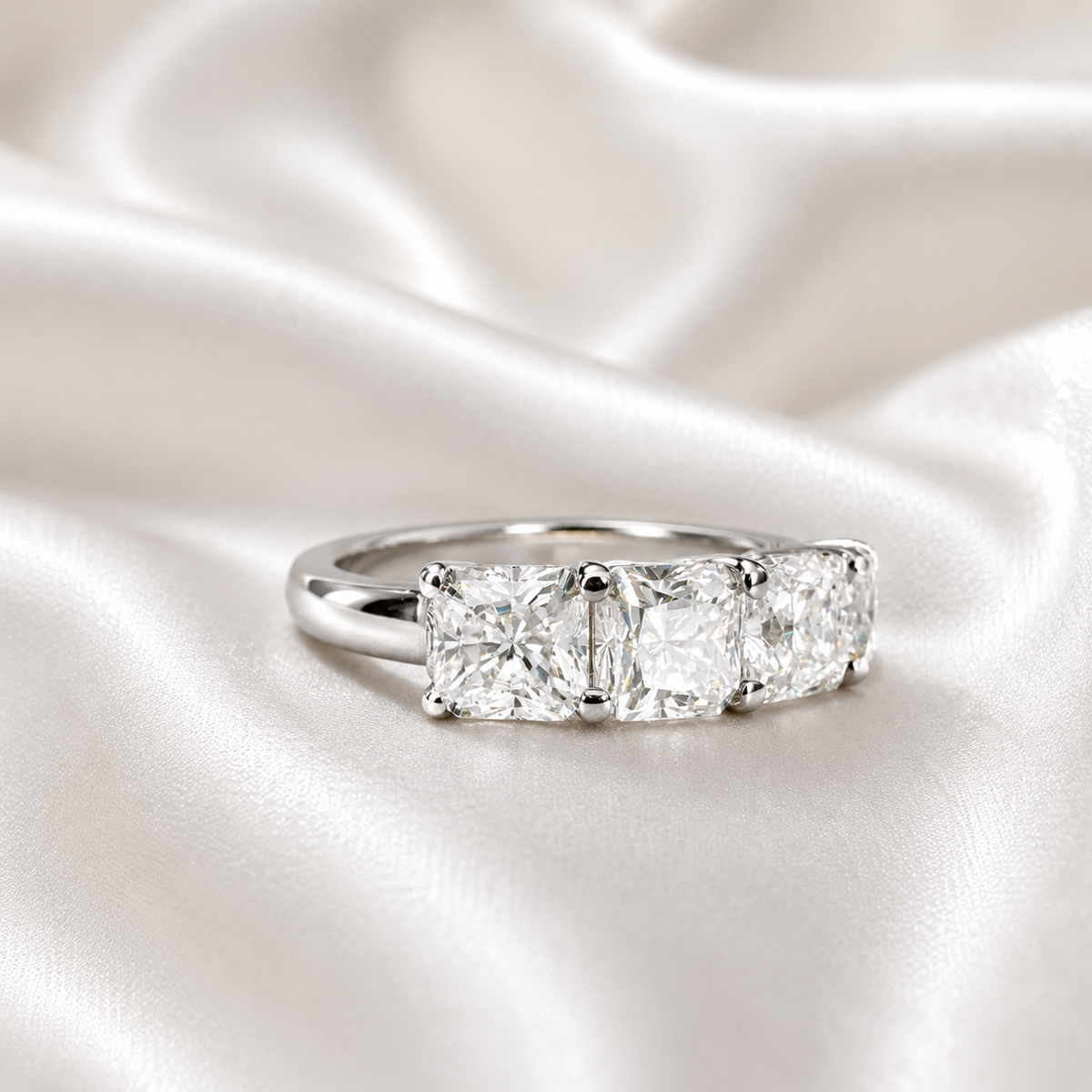 Lab grown diamond wedding band, Lab created diamond half eternity band 14k solid gold, 5 stone radiant diamond ring, cvd diamond ring