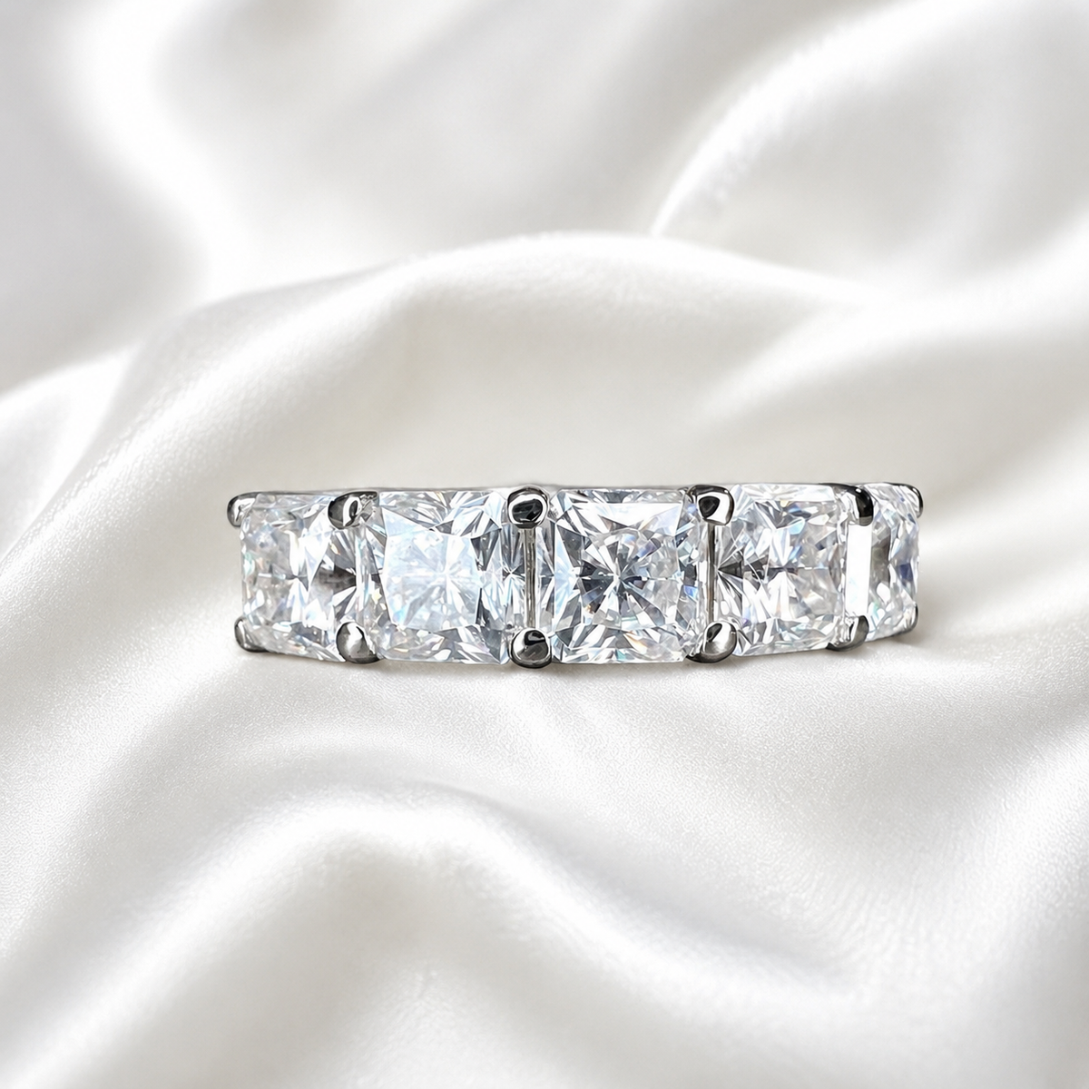 Lab grown diamond stacking wedding band, half eternity diamond matching wedding band solid gold, lab created diamond anniversary band