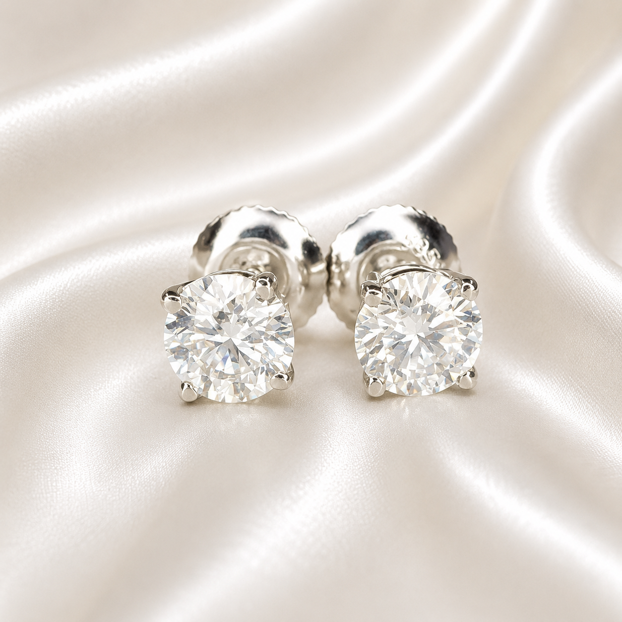 2.00ctw Lab grown diamond stud earrings 14k gold cvd diamond earrings, Lab created diamond studs, round diamond stud earrings unisex