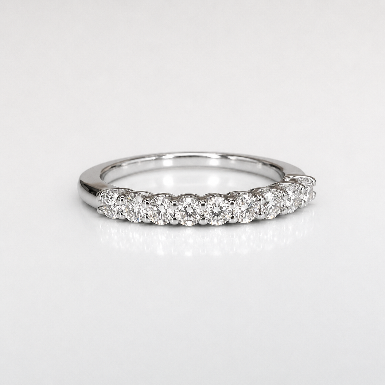 Moissanite Wedding Band White Gold Thin Moissanite Stacking Wedding Band For Women Half Eternity Moissanite Band Dainty Moissanit Ring #7368