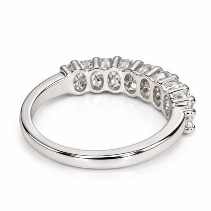 Eternity Wedding Band 14k White Gold, Oval Cut Wedding Band, Anniversary Band, Moissanite Wedding Band, Oval Cut Band, Half Eternity, #6320