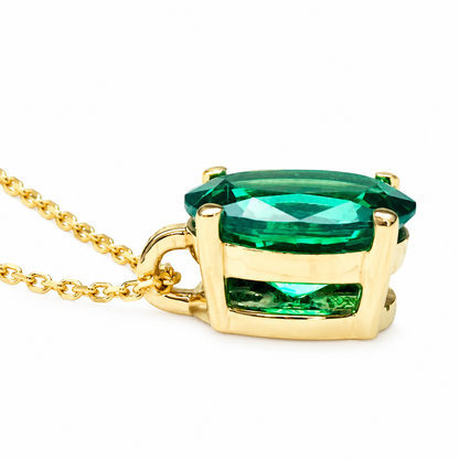 Oval Emerald Pendant Necklace, Bridal Gift, Ladies 14k Gold Necklace, Emerald Necklace, Anniversary Gift, May Birthstone Pendant, #6259