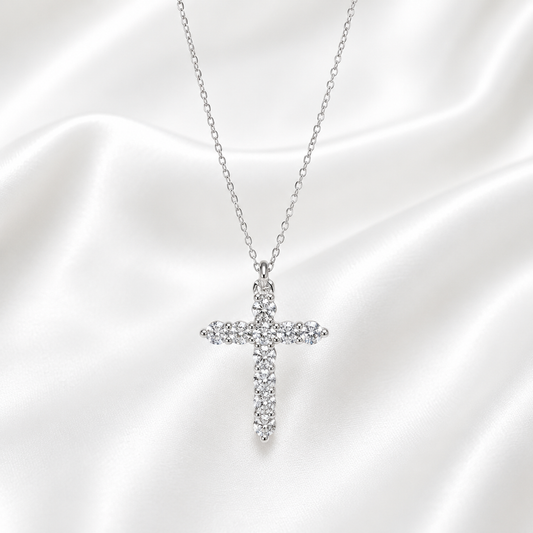 Lab Grown Diamond Cross 14K Solid Gold , #8803