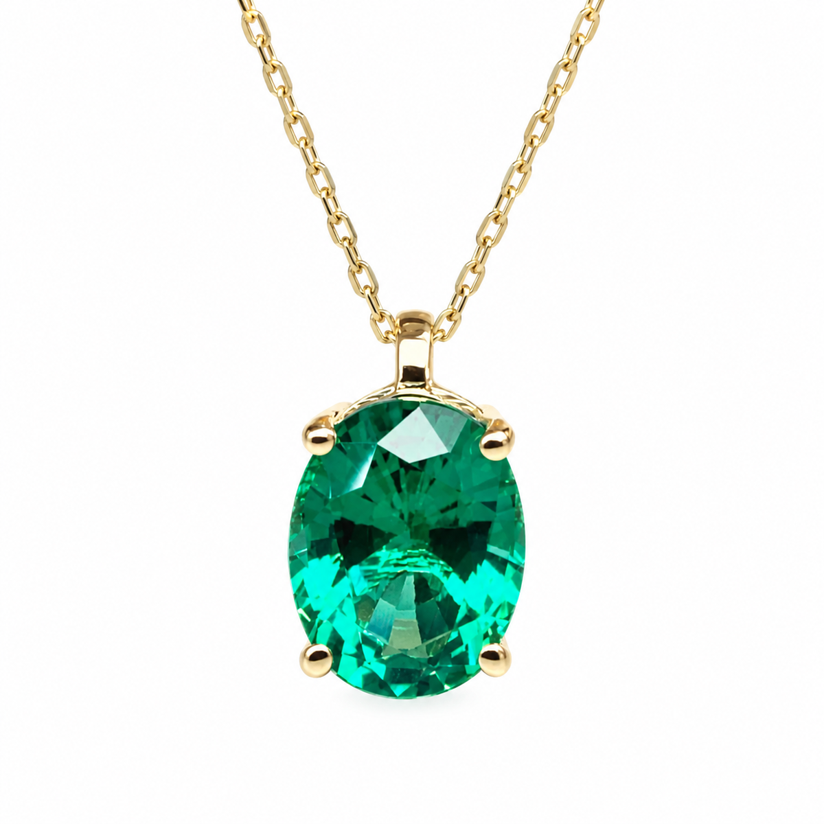 Oval Emerald Pendant Necklace, Bridal Gift, Ladies 14k Gold Necklace, Emerald Necklace, Anniversary Gift, May Birthstone Pendant, #6259