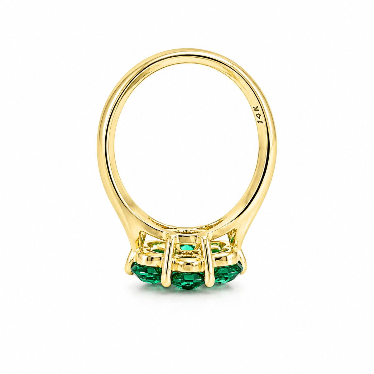 Emerald Ring 14k Yellow Gold, Round Cut Emerald Engagement Ring, Dainty Emerald Gold Ring, May Birthstone Ring,  Cluster Emerald Ring  #6787