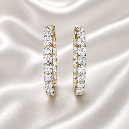Lab grown diamond hoop earring 14K gold, Inside out diamond hoop earrings, Everyday hoop earrings, huggie hoop earring, endless hoops