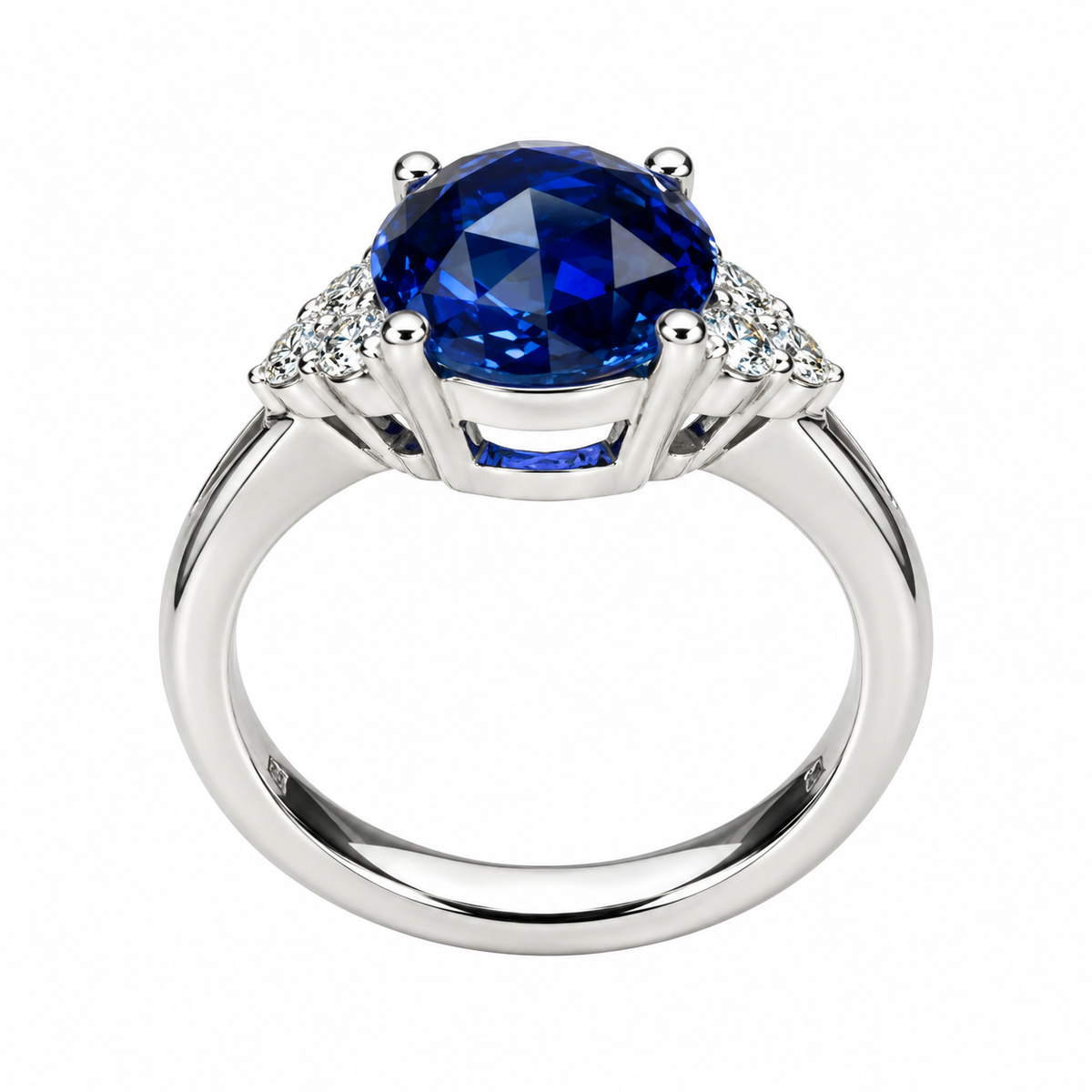 Blue Sapphire Engagement Ring 14K White Gold, September Birthstone Ring For Ladies, Round Sapphire Ring, Blue Sapphire Anniversary Ring