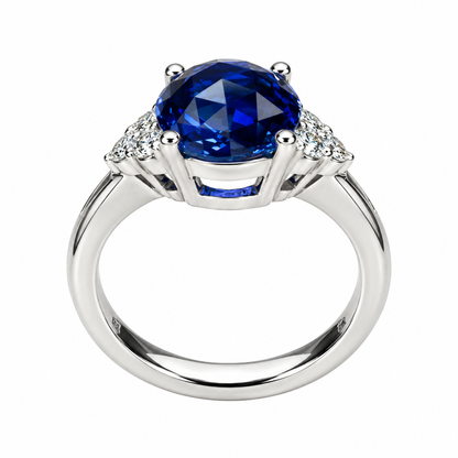 Blue Sapphire Engagement Ring 14K White Gold, September Birthstone Ring For Ladies, Round Sapphire Ring, Blue Sapphire Anniversary Ring