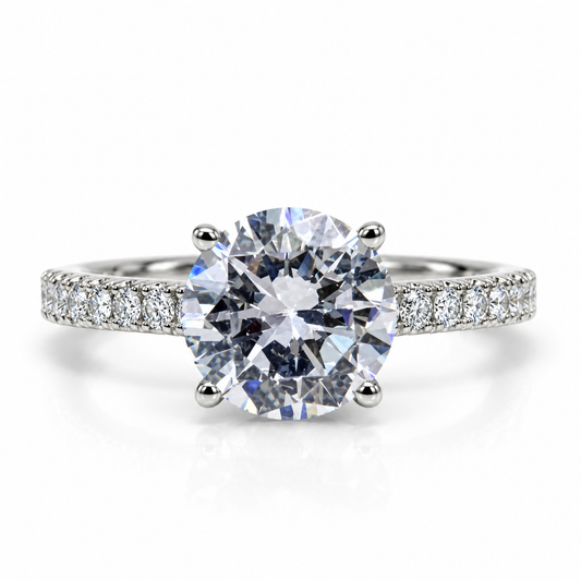 Round Shape Moissanite Engagement Ring For Women 14K White Gold, Simple Bridal Ring Forever One Moissanite Solitaire Engagement Rings, #4799