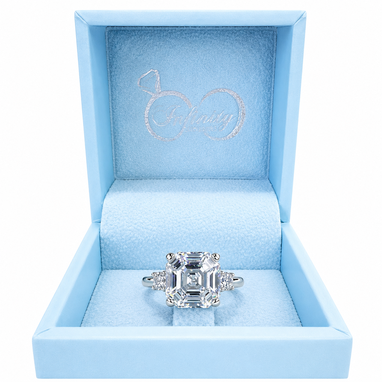 Asscher Cut Moissanite Engagement Ring 14K Solid Gold , Asscher Cut Solitaire Moissanite Wedding Ring 3 Stone Everyday Ring #8801