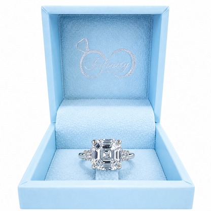 Asscher Cut Moissanite Engagement Ring 14K Solid Gold , Asscher Cut Solitaire Moissanite Wedding Ring 3 Stone Everyday Ring #8801